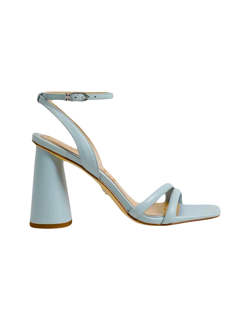 Sam Edelman Kia Block Heel Leather Sandal in Cape Blue (Size: 8.5)
